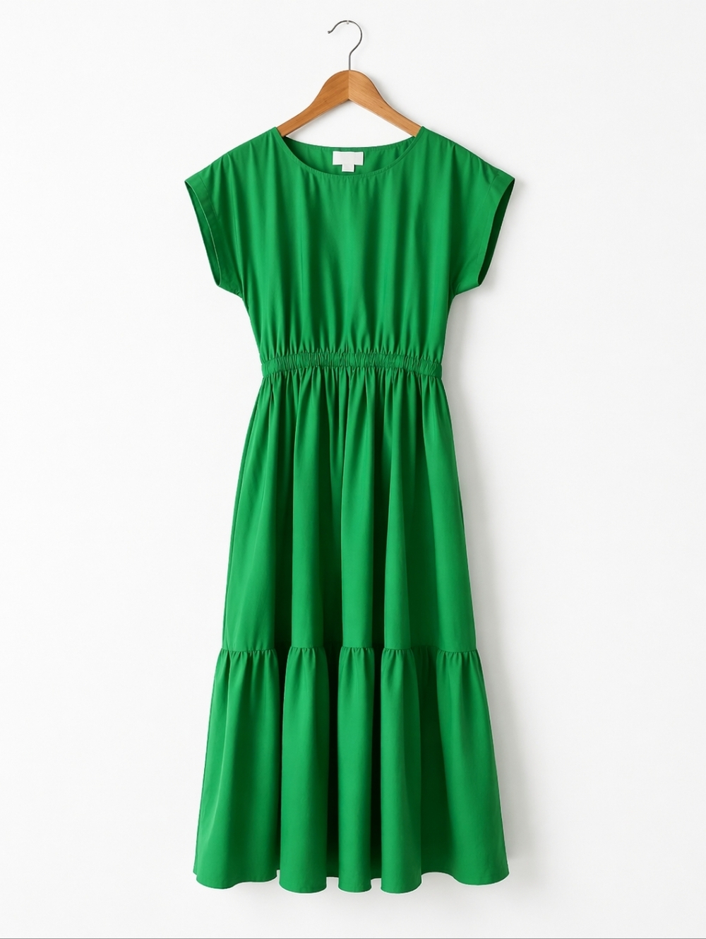 M.PATMOS Penelope Dress Kelly Green Cotton Silk Midi Sustainable Designer